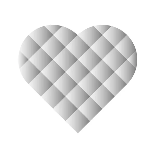 Coração mosaico de azulejos quadrados com gradientes de cinza. Símbolo de amor. Ilustração vetorial — Vetor de Stock