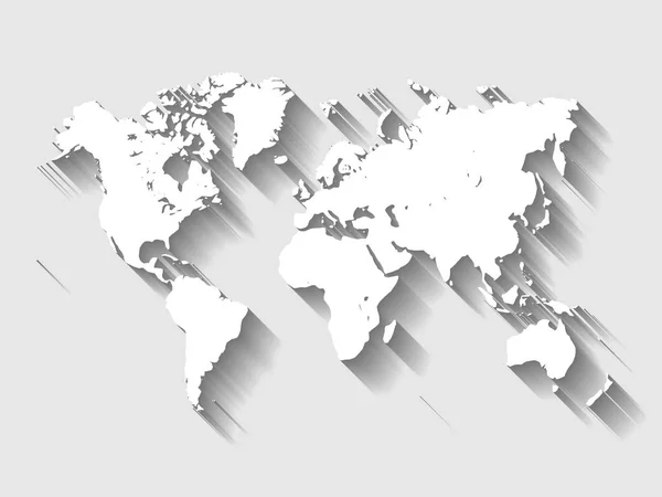 Mapa vetorial do mundo. Design plano moderno com sombra longa solta isolada no fundo branco —  Vetores de Stock