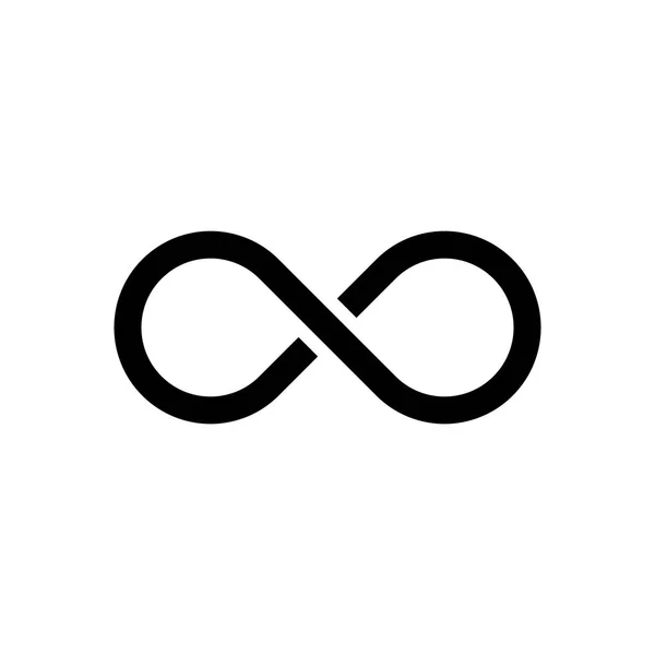 Black infinity symbol icon. Concept of infinite, limitless and endless. Simple flat vector design element — Stock Vector