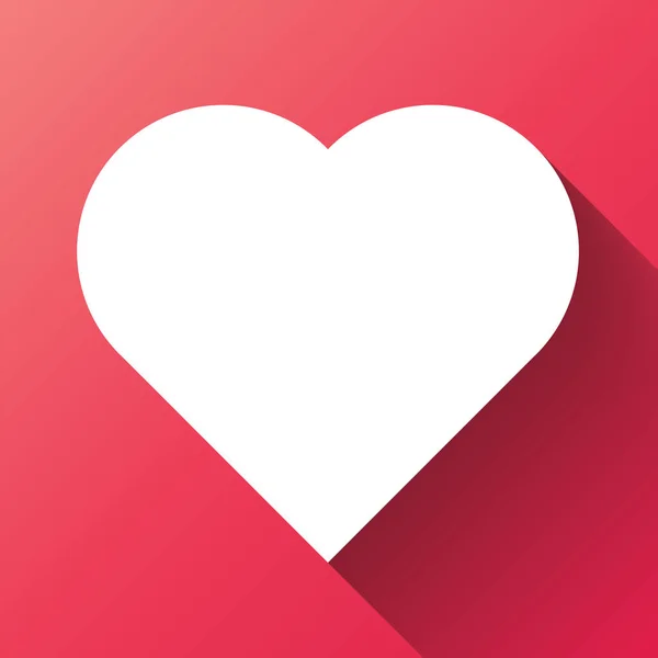 Icona lunga ombra cuore bianco su sfondo rosa. Simbolo dell'amore. Illustrazione vettoriale — Vettoriale Stock