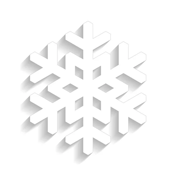 Copo de nieve de papel con diseño de sombra larga aislado sobre fondo blanco. Tema Invierno y Navidad. Ilustración vectorial — Vector de stock