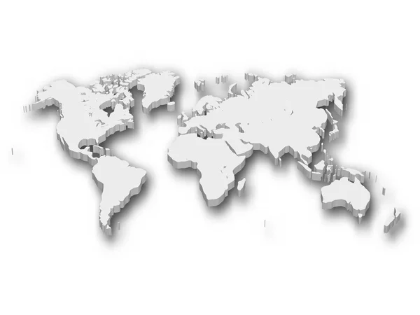 White 3D map of World with shadow isolated on white on background. EPS10 vector illustration — Stock Vector