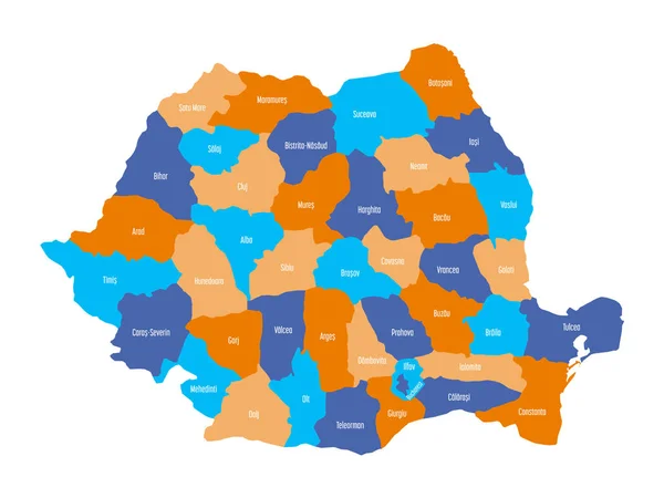 Rumäniens administrativa län. Enkel platt vektorkarta — Stock vektor