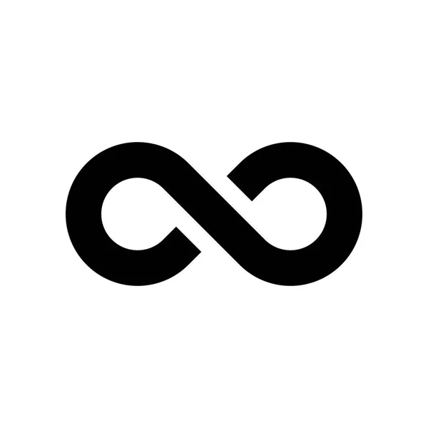 Fekete végtelen szimbólum ikon. Egyszerű sík vektor tervezési elem — Stock Vector