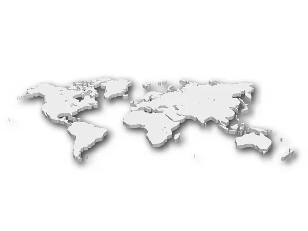 Bílá 3D mapa světa se stínem izolovaným na bílém pozadí. EPS10 vektorová ilustrace — Stockový vektor