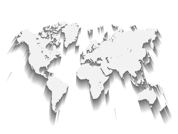 Mapa vectorial del mundo. Diseño plano moderno con sombra larga caída aislada sobre fondo blanco — Vector de stock