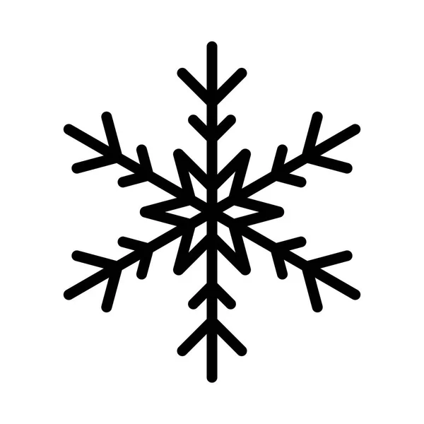 Icono del copo de nieve. Tema Navidad e invierno. Ilustración simple plana en negro sobre fondo blanco — Archivo Imágenes Vectoriales