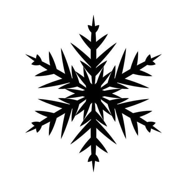 Ícone de floco de neve. Natal e tema de inverno. Simples plana ilustração preta sobre fundo branco — Vetor de Stock