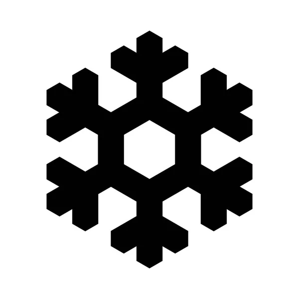 Schneeflockensymbol. Weihnachten und Winter Thema. Einfache flache schwarze Illustration auf weißem Hintergrund — Stockvektor