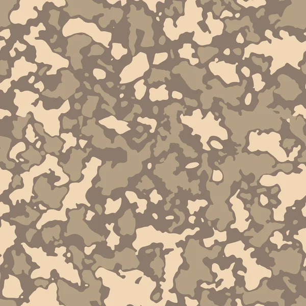 Pola kamuflase mulus dengan mosaik noda abstrak. Militer dan gurun tentara latar belakang kamuflase di coklat dan warna krem - Stok Vektor