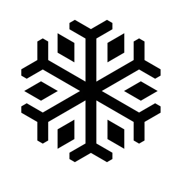 Εικόνα νιφάδας χιονιού. Χριστούγεννα και χειμερινό θέμα. Απλή επίπεδη μαύρη απεικόνιση σε λευκό φόντο — Διανυσματικό Αρχείο