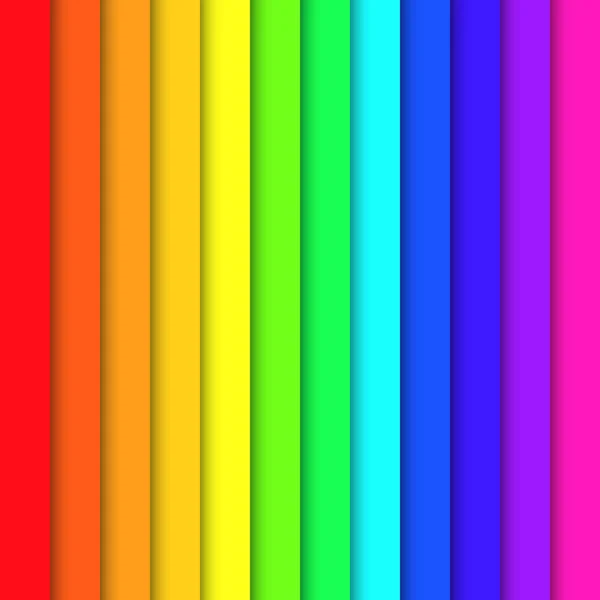 Hojas de papel de colores superpuestos en colores del espectro del arco iris. Con efecto sombra. Fondo de pantalla de fondo vector abstracto feliz — Archivo Imágenes Vectoriales