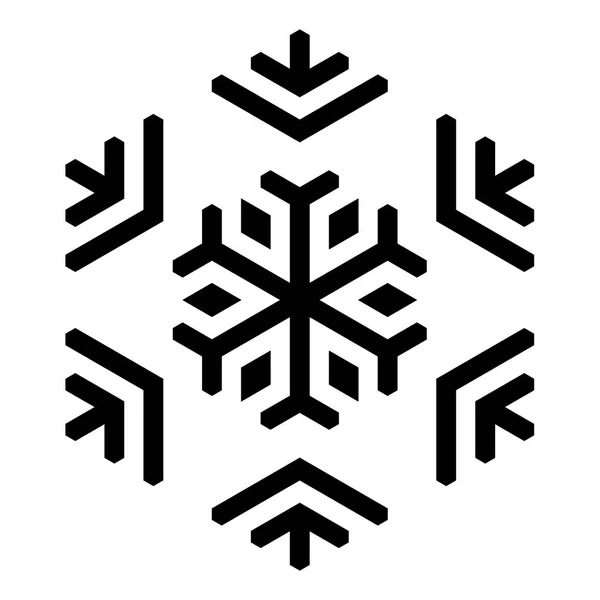 Ikona płatków śniegu. Boże Narodzenie i zima. Prosta płaska czarna ilustracja na białym tle — Wektor stockowy