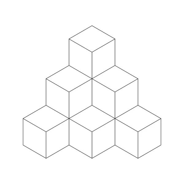 Piramide van blokjes. Vlakke vector schets illustratie geïsoleerd op witte achtergrond — Stockvector
