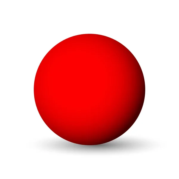 Esfera vermelha, bola ou esfera. Objeto vetorial 3D com sombra suspensa no fundo branco — Vetor de Stock