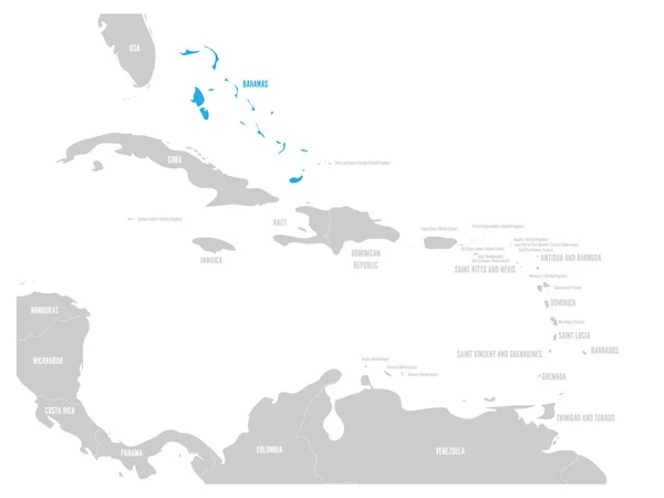 바하마 블루 카리브 해 지도에 표시 됩니다. 벡터 일러스트 레이 션 — 스톡 벡터