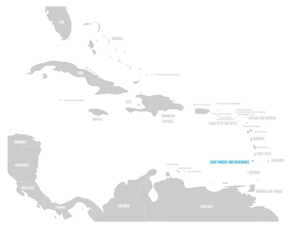 Saint Vincent ve Grenadinler mavi Caribbean harita işaretlenmiş. Vektör çizim — Stok Vektör