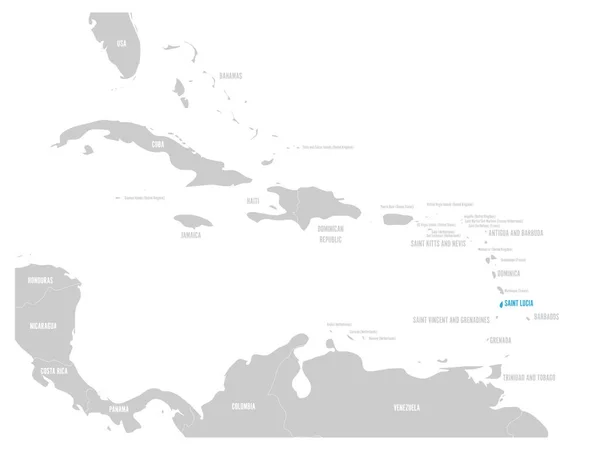 Bahamas azul marcado en el mapa de Caribe. Ilustración vectorial — Archivo Imágenes Vectoriales