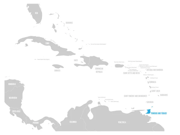 Azul das Bahamas marcado no mapa do Caribe. Ilustração vetorial —  Vetores de Stock