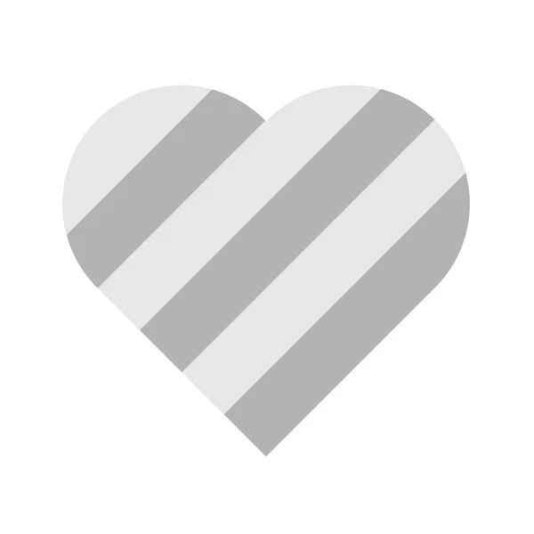 Coração de riscas cinzentas. Efeito 3D. Símbolo de amor e Dia dos Namorados no dia 14 de fevereiro. Ilustração vetorial —  Vetores de Stock