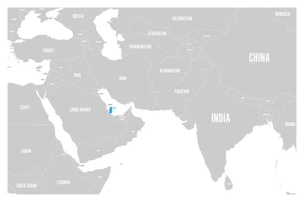 カタールの青は、南アジアや中東の政治地図でマークされます。単純なフラット ベクトル地図 — ストックベクタ