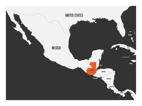 Guatemala orange markerade i politiska karta Centralamerika. Enkla platta vektorillustration — Stock vektor