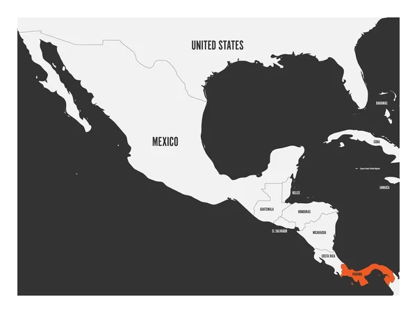 パナマのオレンジは、中央アメリカの政治地図でマークされます。単純なフラット ベクトル図 — ストックベクタ