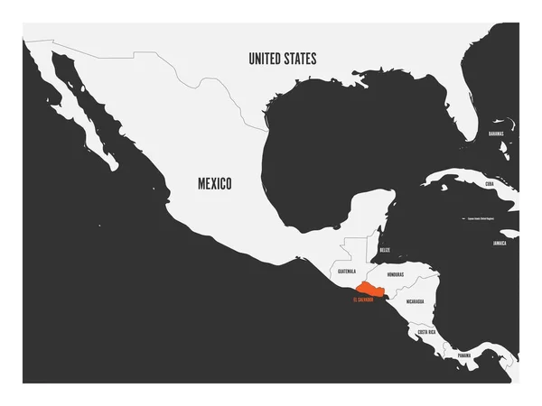 엘 살바도르 오렌지 중앙 아메리카의 정치 지도에 표시 됩니다. 간단한 평면 벡터 일러스트 레이 션 — 스톡 벡터