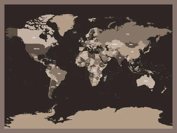 Antiguo mapa de estilo vintage o retro de Mundo. Mapa político en tonos marrones y beige. Ilustración simple vector plano — Vector de stock