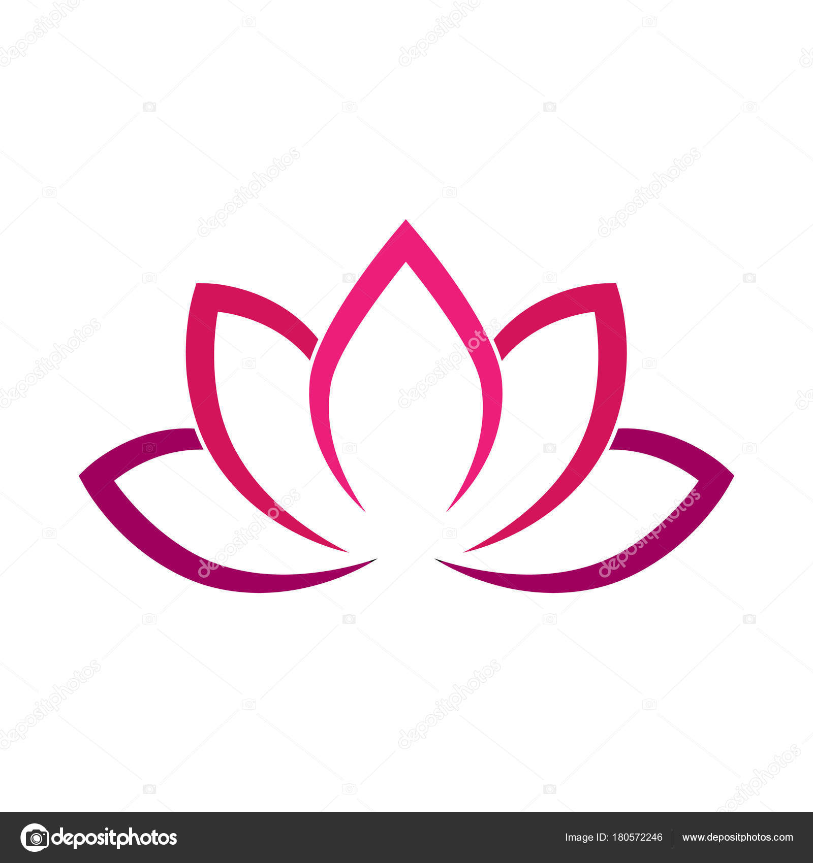 Calligraphic lotus blossom in pinkviolet colors. Yoga