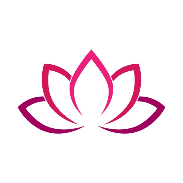 Fioritura di loto calligrafico nei colori rosa-viola. Simbolo yoga. Semplice illustrazione vettoriale piatta — Vettoriale Stock