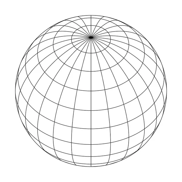 Tierra planeta globo cuadrícula de meridianos y paralelos, o latitud y longitud. Ilustración vectorial 3D — Vector de stock
