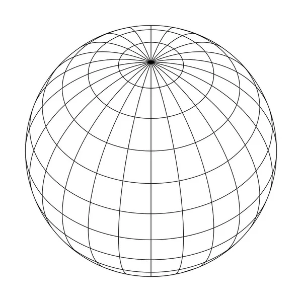 Jordplaneten jordklotets rutnät av meridianer och paralleller, eller latitud och longitud. 3D vektor illustration — Stock vektor