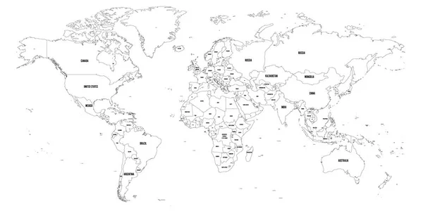 Carte vectorielle contour noir de Monde — Image vectorielle