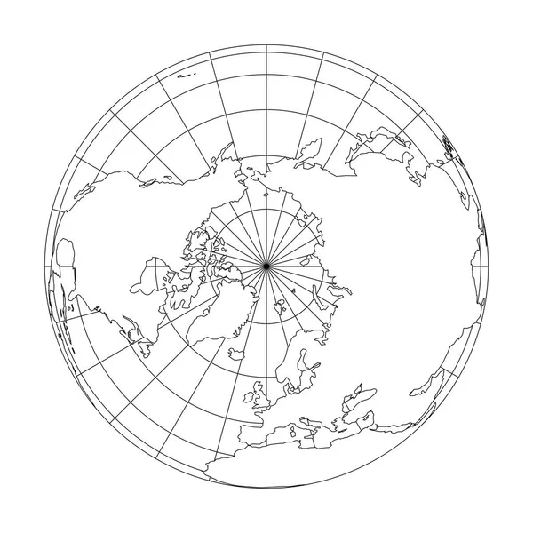 Obrys zeměkoule s mapou světa zaměřenou na Evropu. Vektorová ilustrace — Stockový vektor