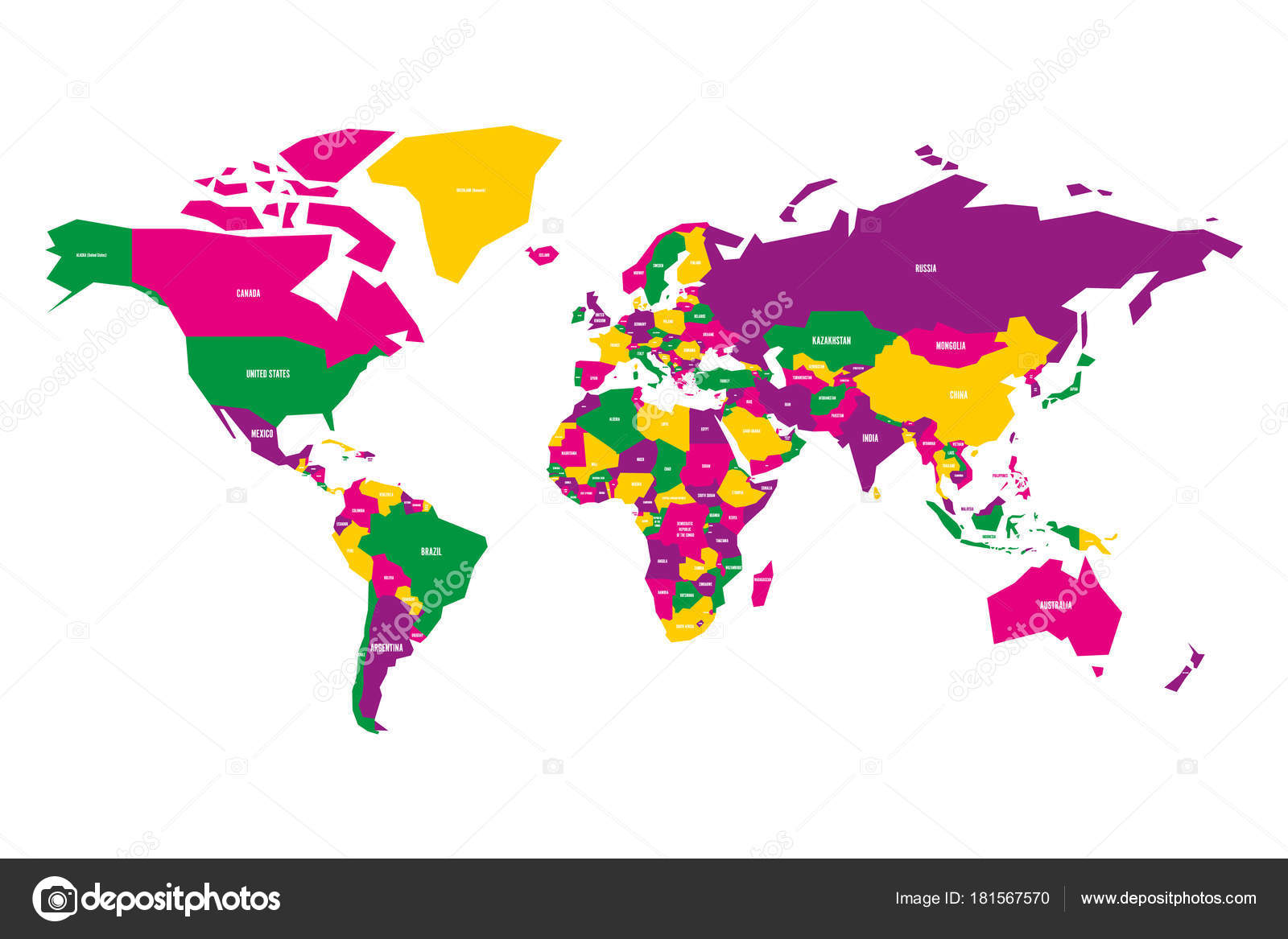 Colorful World Political Map with Labeling. Stock Vector - Illustration of  detail, country: 55855537