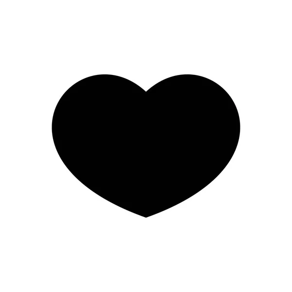 Icona del cuore. Simbolo d'amore e San Valentino. Semplice forma vettoriale piatta nera — Vettoriale Stock