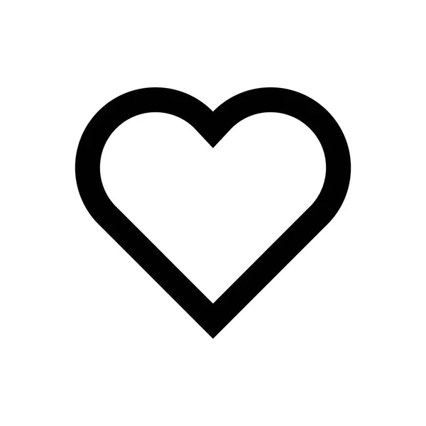 Icono del corazón. Símbolo de amor y día de San Valentín. Forma simple plano negro grueso contorno vector — Archivo Imágenes Vectoriales