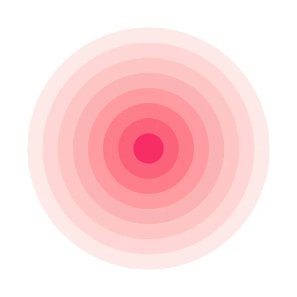 Rode concentrische ringen. Epicentrum thema. Eenvoudige platte vectorillustratie — Stockvector