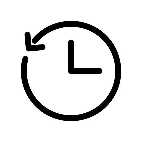 Icono del reloj con la flecha como un cambio de tiempo. Esboza el elemento de diseño moderno. Signo simple vector plano negro con esquinas redondeadas — Archivo Imágenes Vectoriales