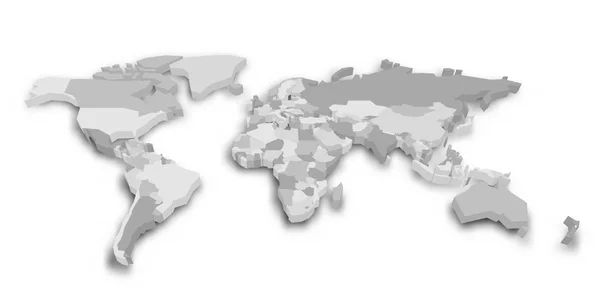 3D polityczna mapa świata. Ilustracja wektora — Wektor stockowy