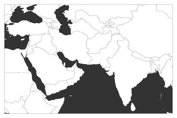 南亚和中东国家的政治地图。简单平面矢量轮廓图 — 图库矢量图片
