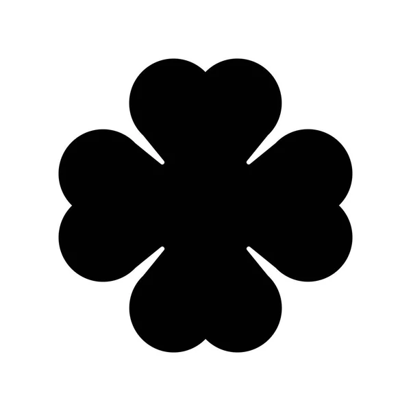 Yonca silueti - siyah dört yapraklı yonca simgesi. İyi şanslar tema tasarımı öğesi. Basit geometrik şekil vektör çizimi — Stok Vektör