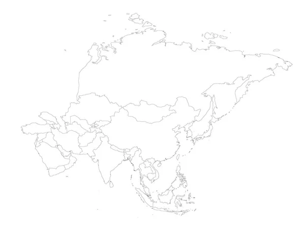 Mapa do esboço político em branco do continente asiático. Ilustração vetorial — Vetor de Stock