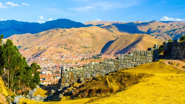 Cusco City view from Sacsahuaman fort, Peru. Panoramic photo — Stock Photo, Image