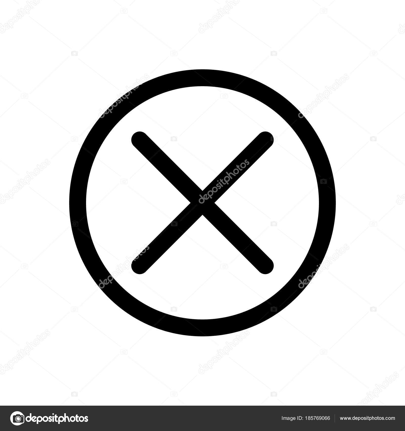Крест в иконке круга. Символ близости, отрицания или ошибки. Очертите