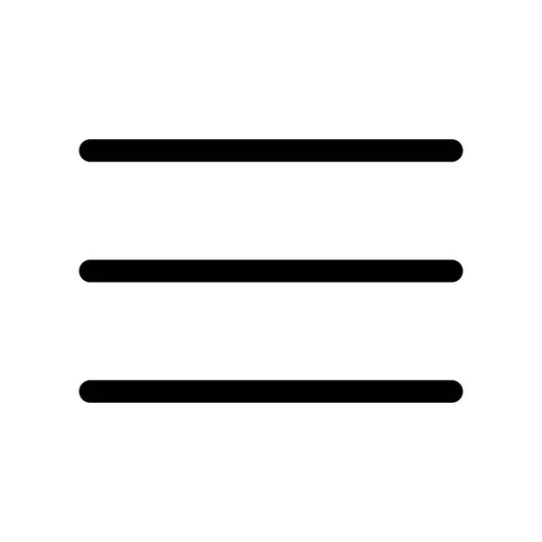 Drei Taktstriche. Symbol des Menüs. Umrisse modernes Gestaltungselement. Einfaches schwarzes flaches Vektorzeichen mit abgerundeten Ecken — Stockvektor