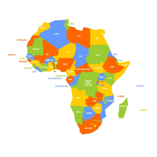 Πολύ απλοποιημένος infographic πολιτικός χάρτης της Αφρικής. Απλή γεωμετρική διανυσματική απεικόνιση — Διανυσματικό Αρχείο