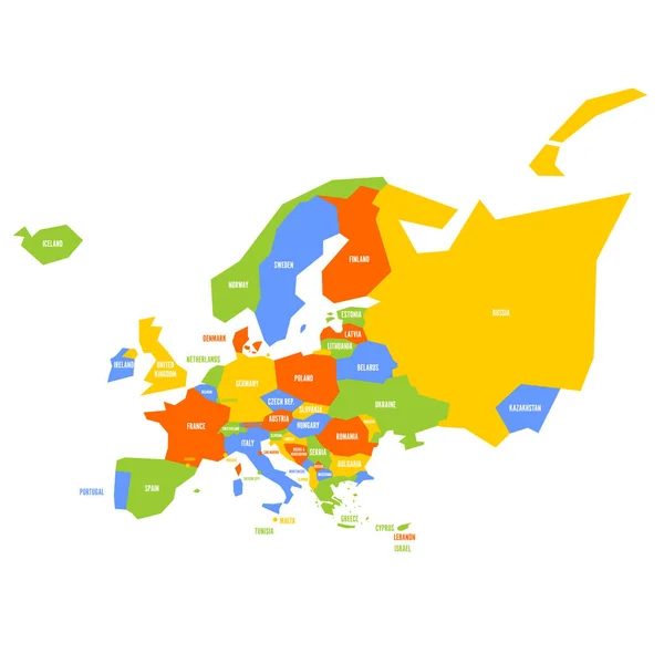 Mapa político infográfico muito simplificado da Europa. Ilustração vetorial geométrica simples — Vetor de Stock