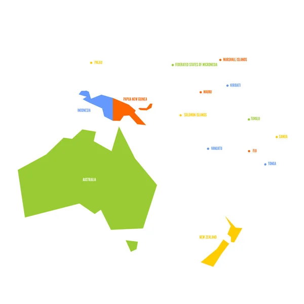 Mapa político infográfico muito simplificado da Austrália e Oceania. Ilustração vetorial geométrica simples —  Vetores de Stock